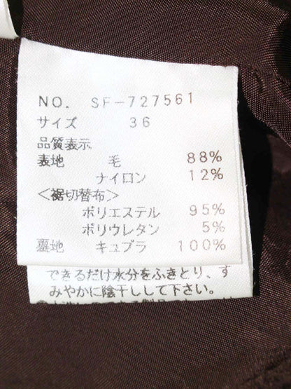 エムズグレイシー 727561 スカート 36 ブラウン 千鳥格子柄 ウール リボン ITW9DDLAMWKS