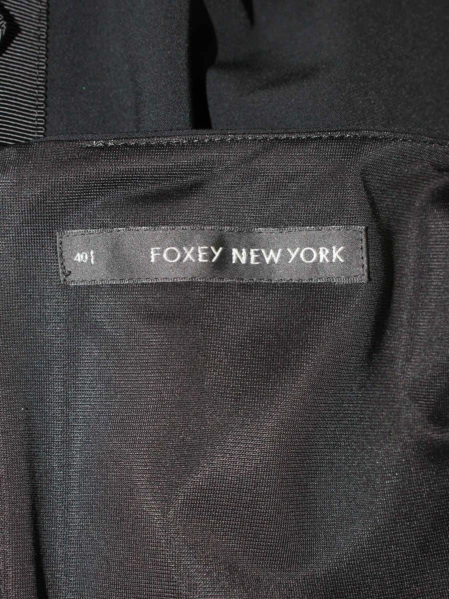 フォクシーニューヨーク ドレス レディエンパイア 27879 ワンピース 40 ブラック バックジップ リボン ギャザー IT3P77M8TYP1