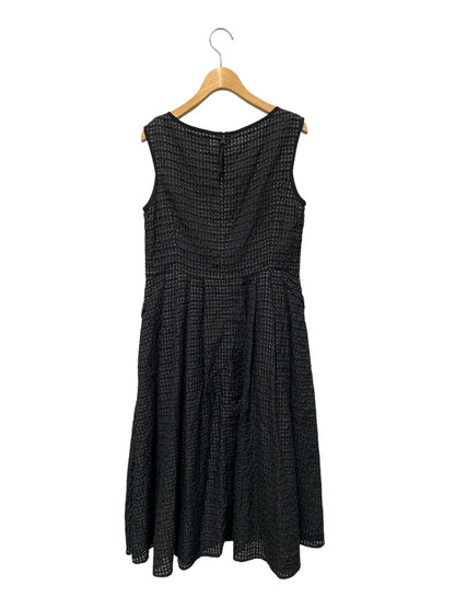 フォクシーブティック Dress Lgende 44361 ワンピース 40 ブラック クルーネック バックジップ チェック ITWMBF0OED3C