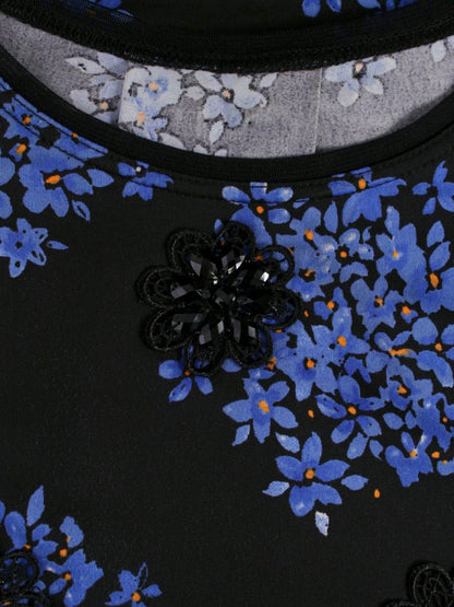 スーパービューティー トップス 40 ブルー 花 ビジュー リボン IT5PTLBN02J8 【SALE】