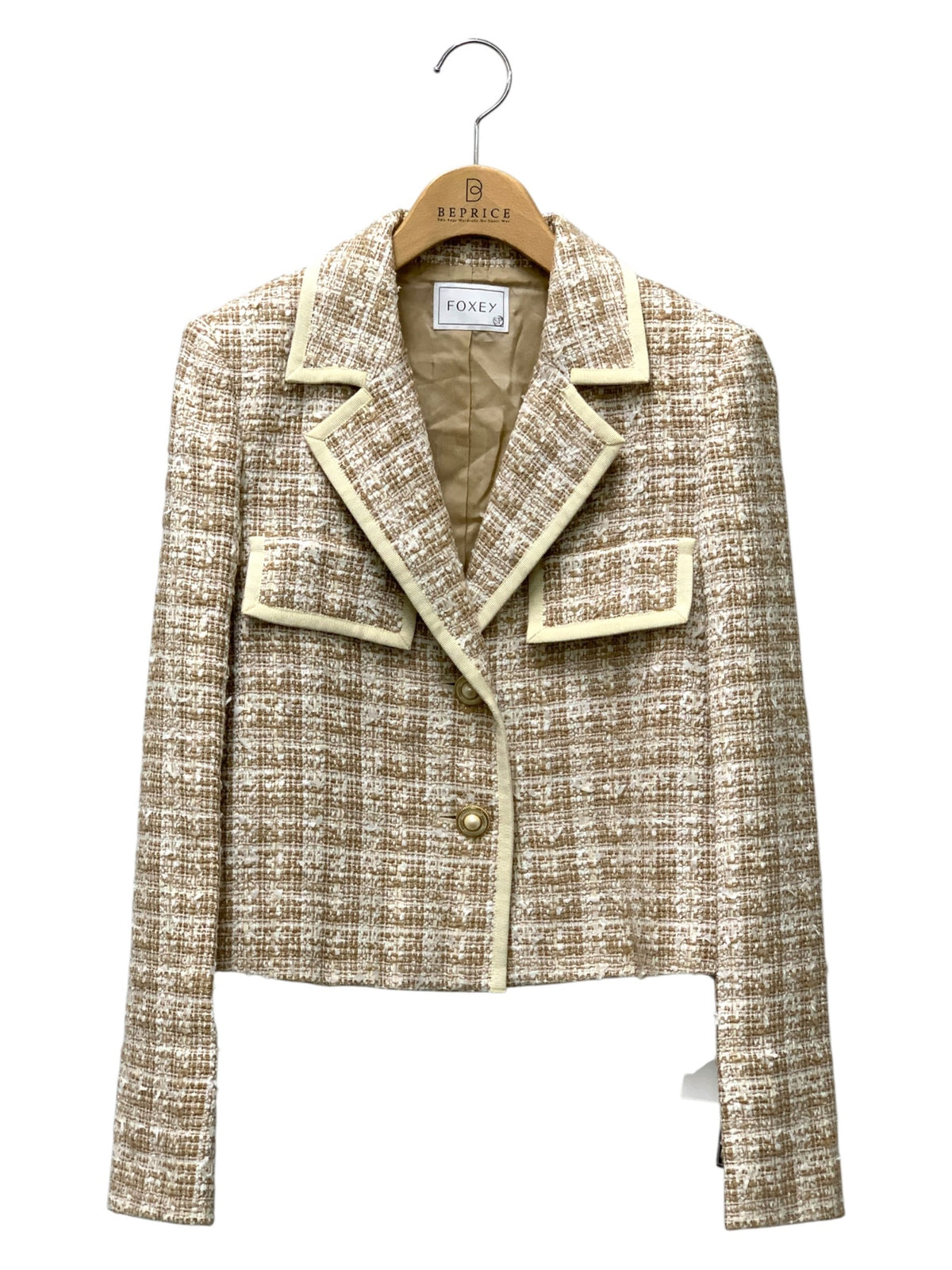 フォクシーブティック Jacket Tweed 40540 ジャケット 38 ベージュ IT9C02U9HU82
