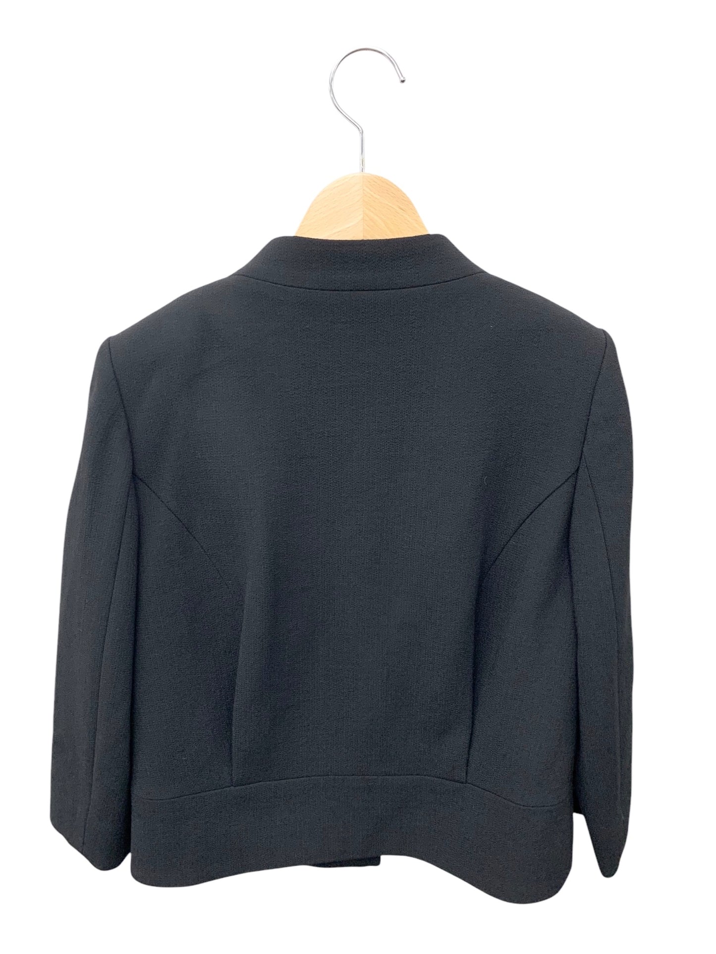 フォクシーブティック 35218 ジャケット 38 ブラック ノーカラー ウール混 ITK2QYJN9CE0