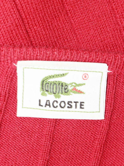 ラコステ D-TK9029 カーディガン 42 レッド コットン ストライブ ITC7VF1745AC