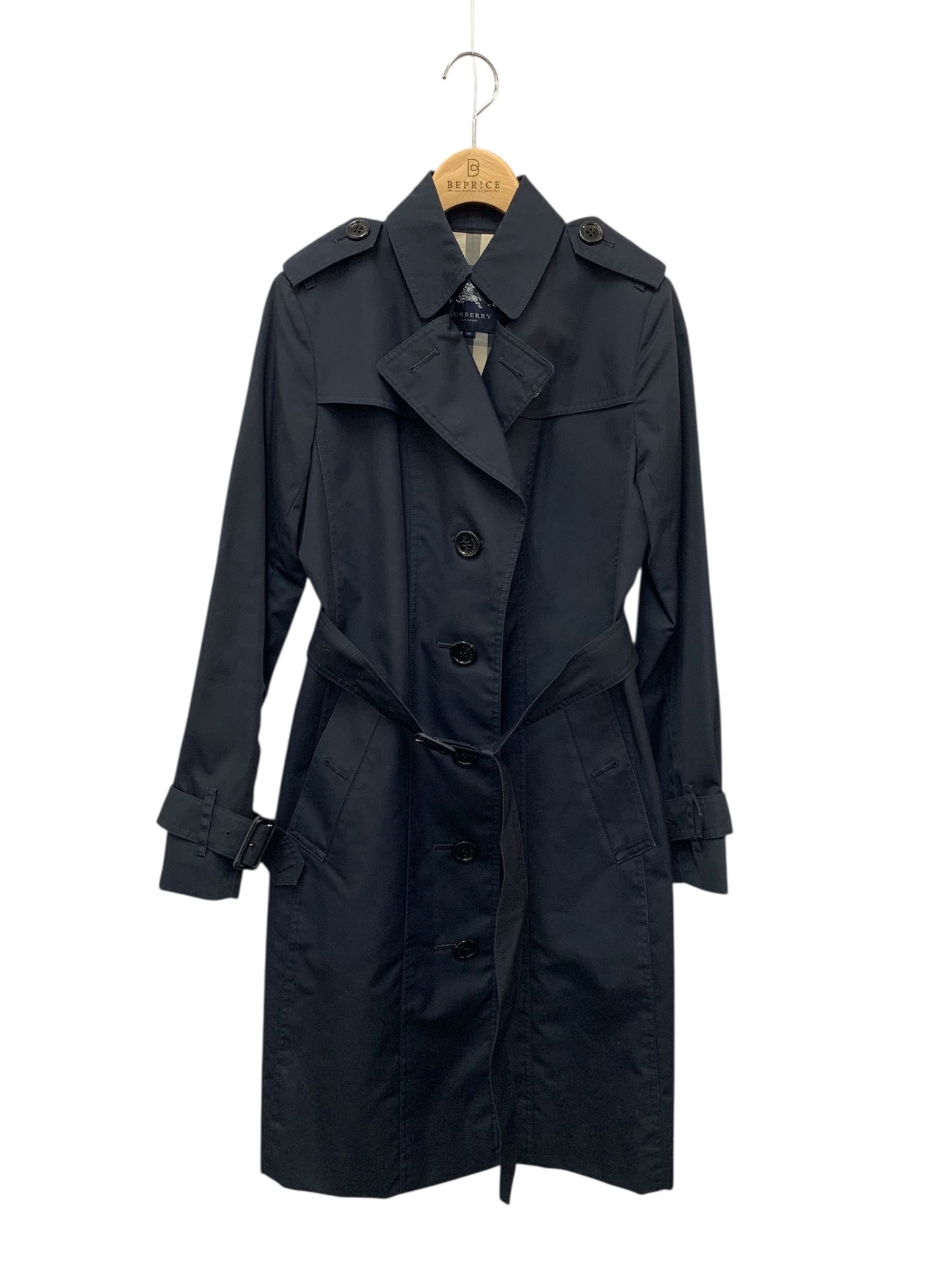バーバリーロンドン B1A05-320-28 トレンチコート 38 ブラック ノバチェック IT2O6O20BM5Y