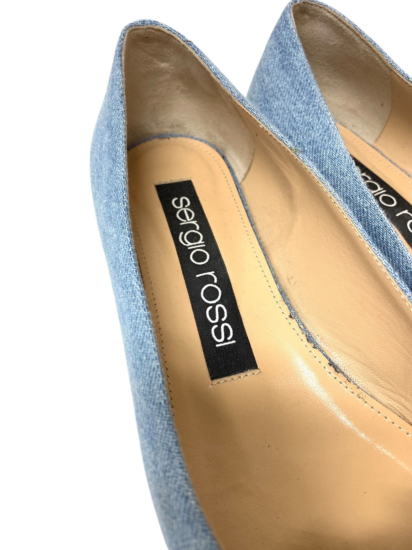 セルジオロッシ SR PRINCE A92270 パンプス 35.5 ブルー デニム地 ビジュー スクエアートゥ ITJ4ZZFRM7S0