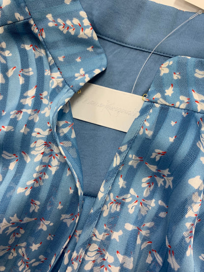 マメクロゴウチ MM21PS-SH721 シャツ ブラウス 1 ブルー Flower Hand Printed Crepe Blouse ITZEGNCVENZS