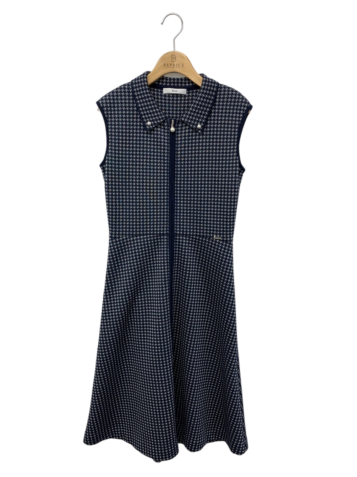 ルネ Checkered Knit Dress 6322500 ワンピース 34 ネイビー ニット ITDO0N4PIQG0 【SALE】