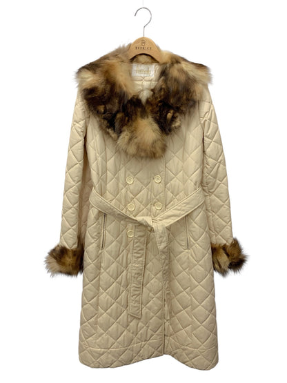 ハロッズ 17504091 キルティングコート 2 ベージュ フォックスファー ITDAXJ4ZZLVG