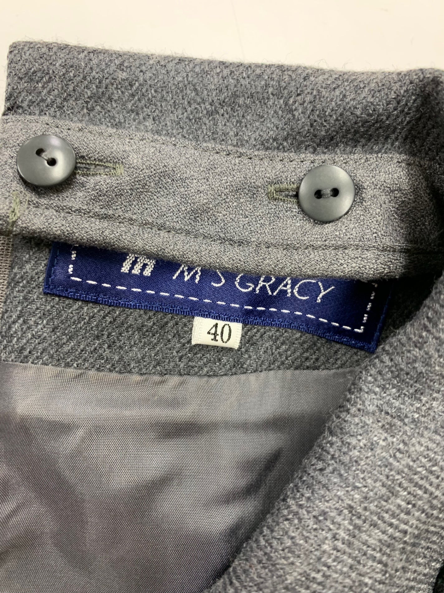 エムズグレイシー 621715 ワンピース 40 チャコール 刺繍 ウール混 衿付き IT2DMGR4KF8W