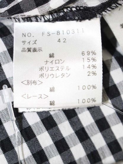 エムズグレイシー 810311 トップス 42 ブラック/ホワイト チェック 花 レース ITI61696BTIC