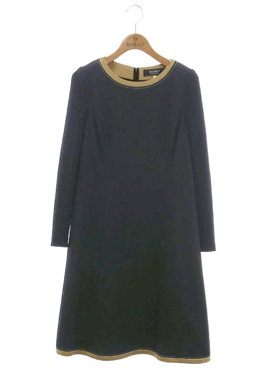 新品未使用 エムズグレイシー ワンピース 半袖 バイカラー ３８ メッシュ kigaeru_170499047010