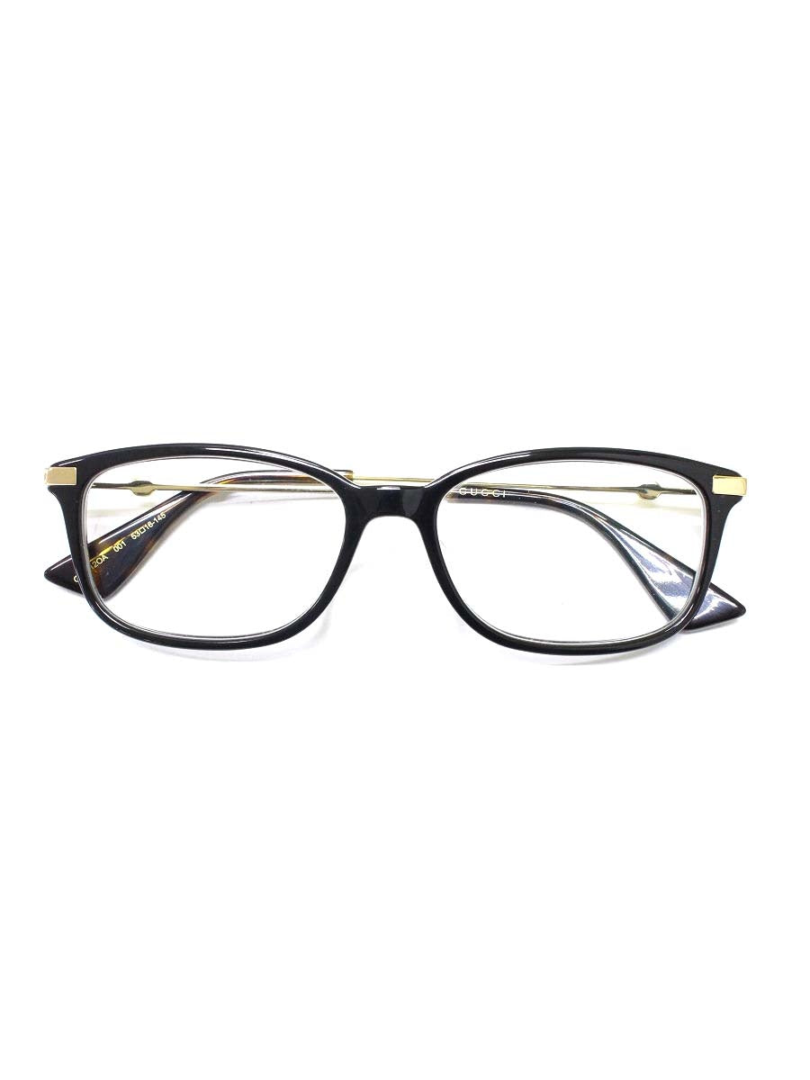 グッチ GG0112OA メガネ 眼鏡 ブラック/ゴールド スクエア フルリム コンビフレーム べっ甲柄 ITANVI9DF1B0 【SALE】