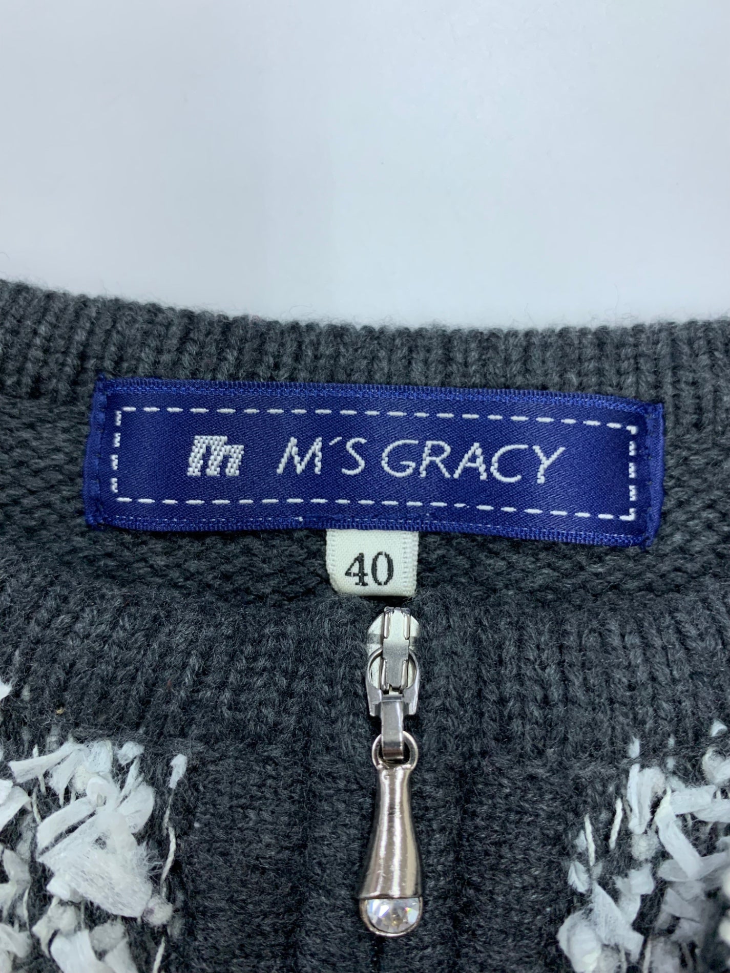 エムズグレイシー 528554 カーディガン 40 グレー ジップアップ IT2MBJRSHXP2