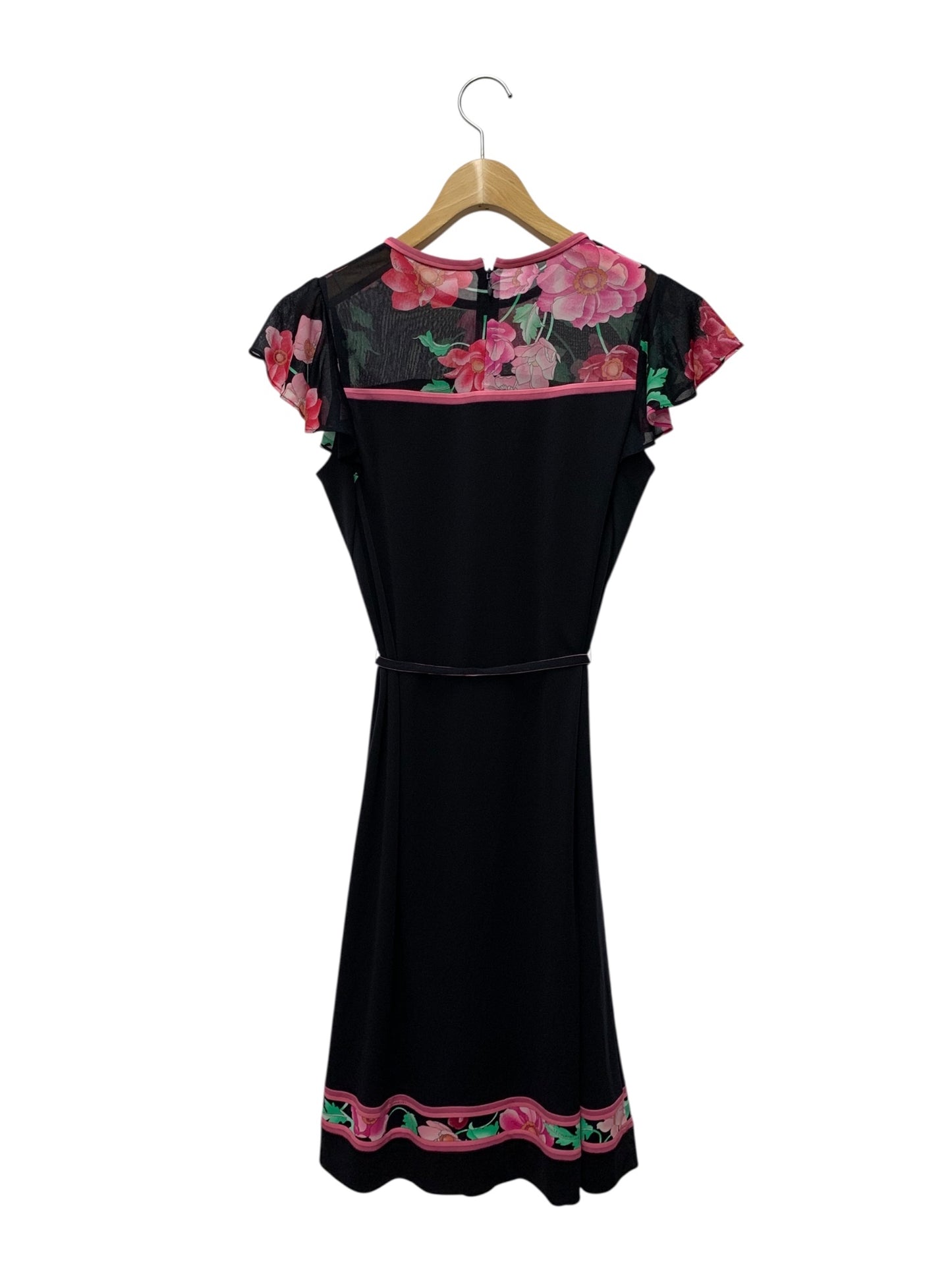 レオナールファッション 0130260 ワンピース 38 ブラック フラワー シースルー IT8GL8PRB1L0