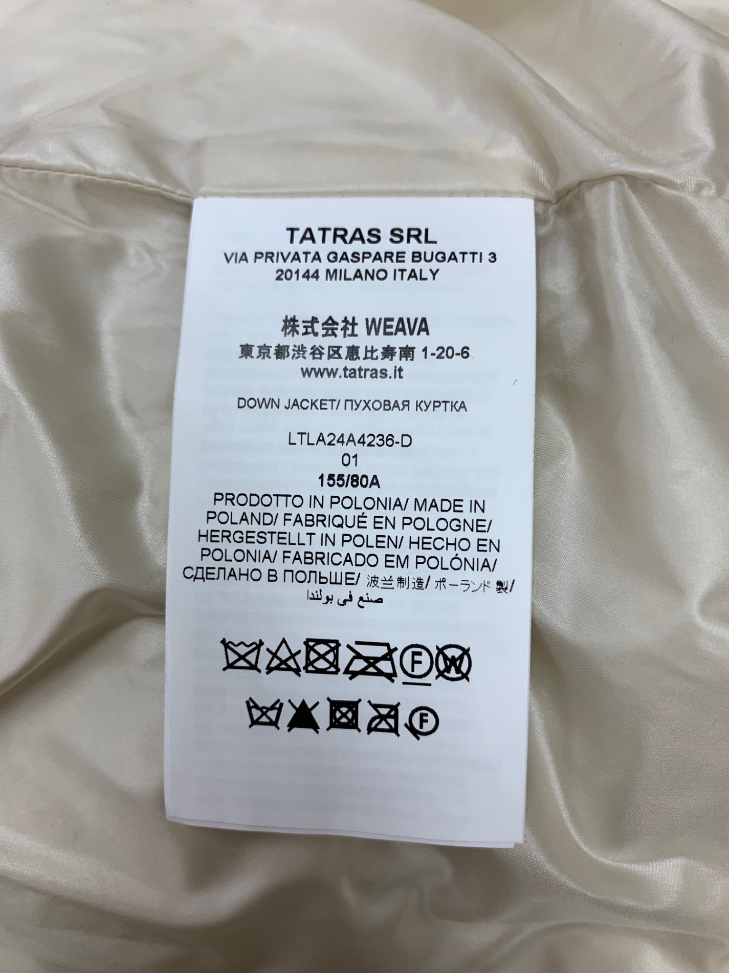 タトラス LARALI LTLA24A4236-D ダウンジャケット 01 ホワイト ララリ IT41ELEKYJHN