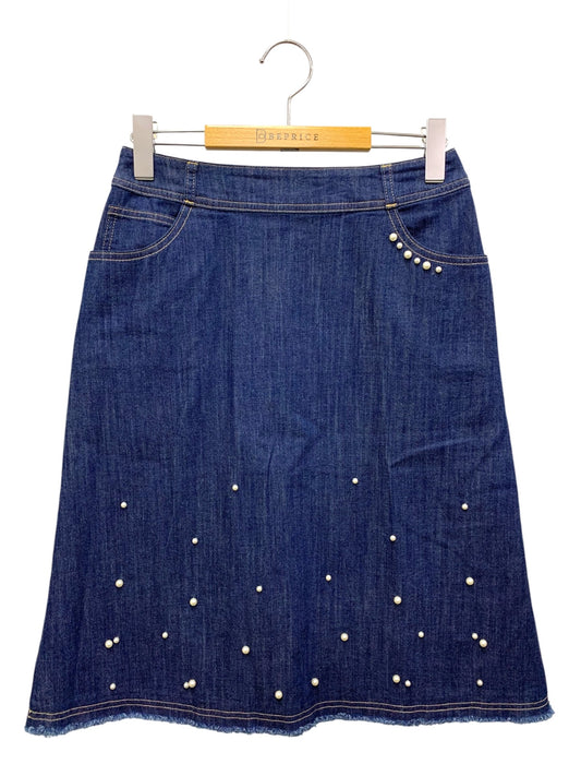エムズグレイシー パールスタッズ付きデニムスカート 417611 38 ネイビー ITC8IG8KX78C 【SALE】
