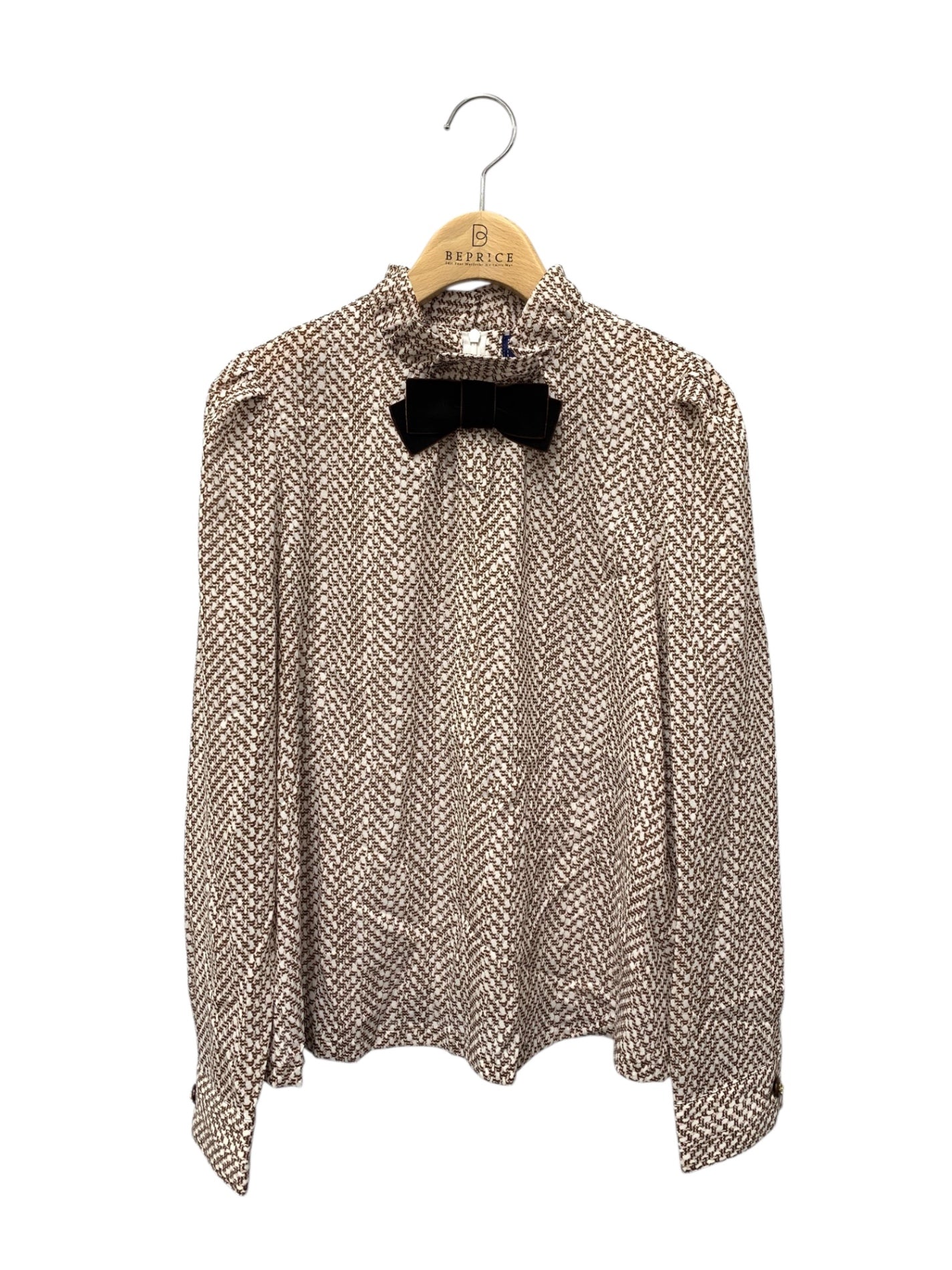 エムズグレイシー 910504 シャツ ブラウス 38 ブラウン ベロアリボン ハイネック IT38SKWAH7YM