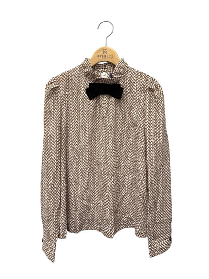 エムズグレイシー 910504 シャツ ブラウス 38 ブラウン ベロアリボン ハイネック IT38SKWAH7YM