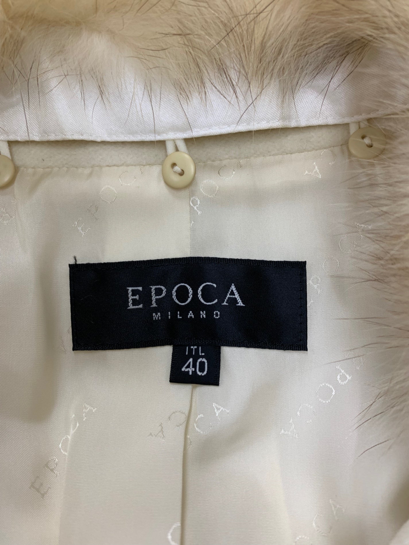 エポカ KN112-471-01 コート 40 アイボリー アンゴラ ウール カシミヤ ラクーンファー ITUM0MH42N4O