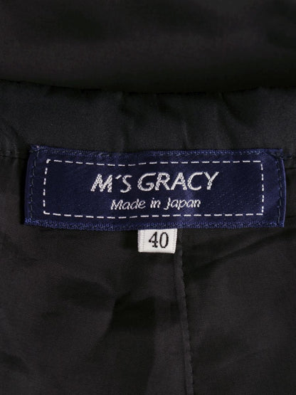 エムズグレイシー 217532 スカート 40 ブラック Aライン リボン ITUVR1B2DS4K