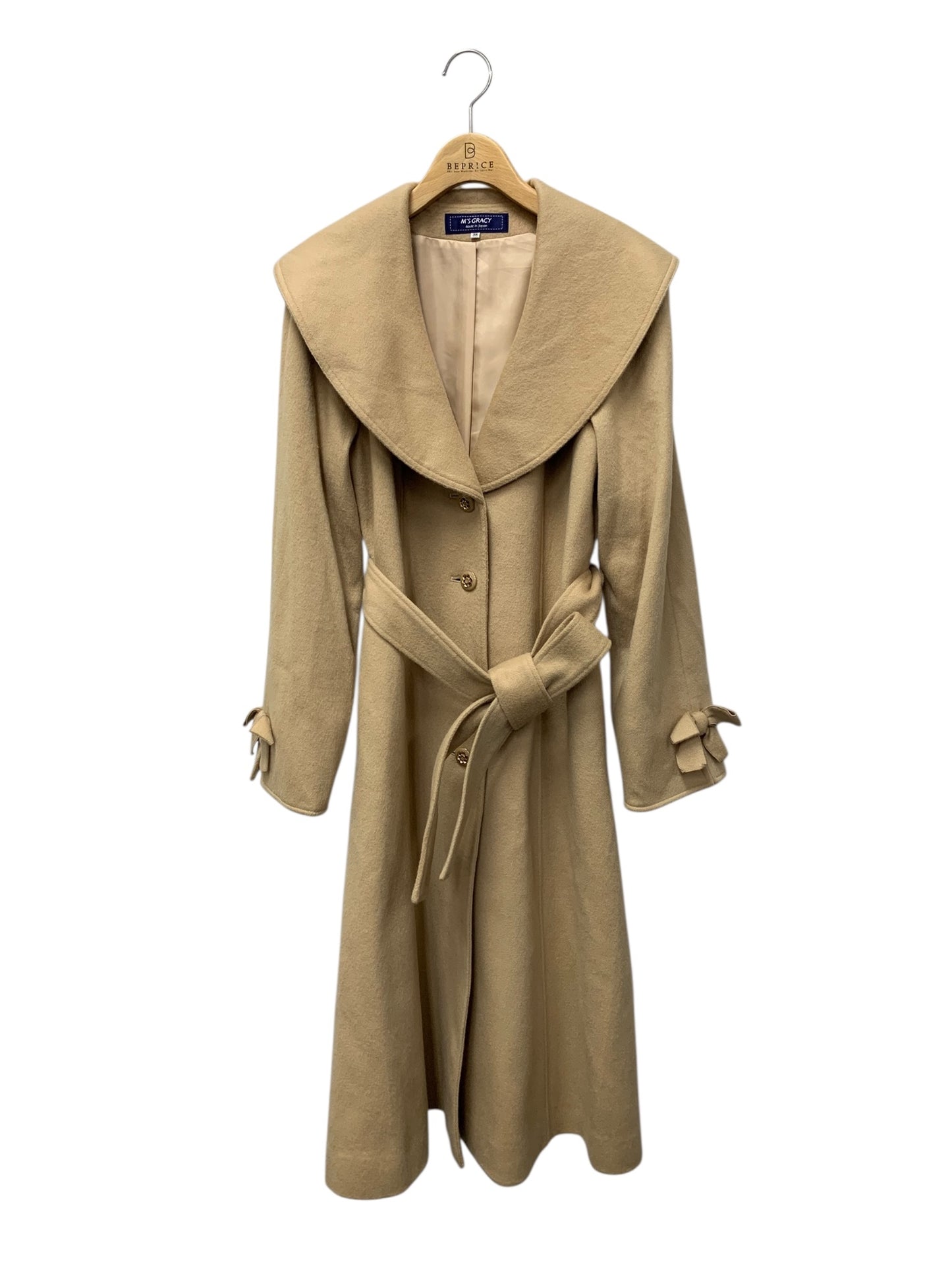 エムズグレイシー ビックカラーエレガント 319620 コート 38 キャメル ウール混 ITV14OYZ8BV4