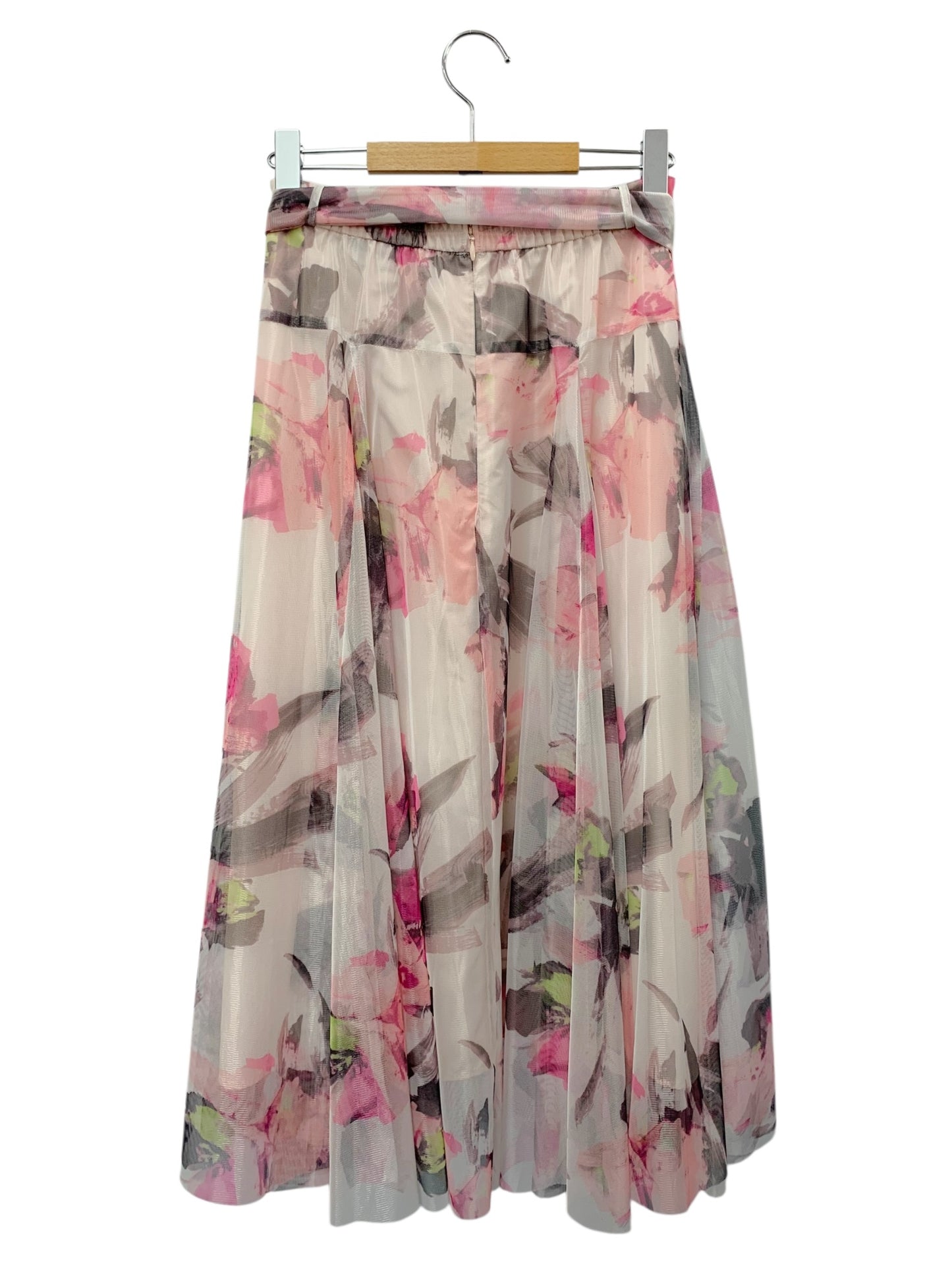 エムズグレイシー 417334 スカート 38 ピンク フラワー プリントチュール IT9JTAJZVKZV