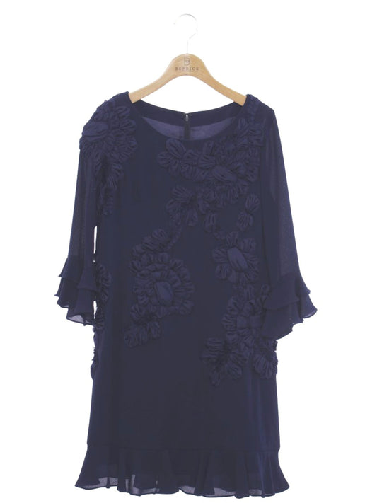 グレースコンチネンタル 1343 5082-0 ワンピース 36 ネイビー フラワーモチーフ ITPU3C19TRFG