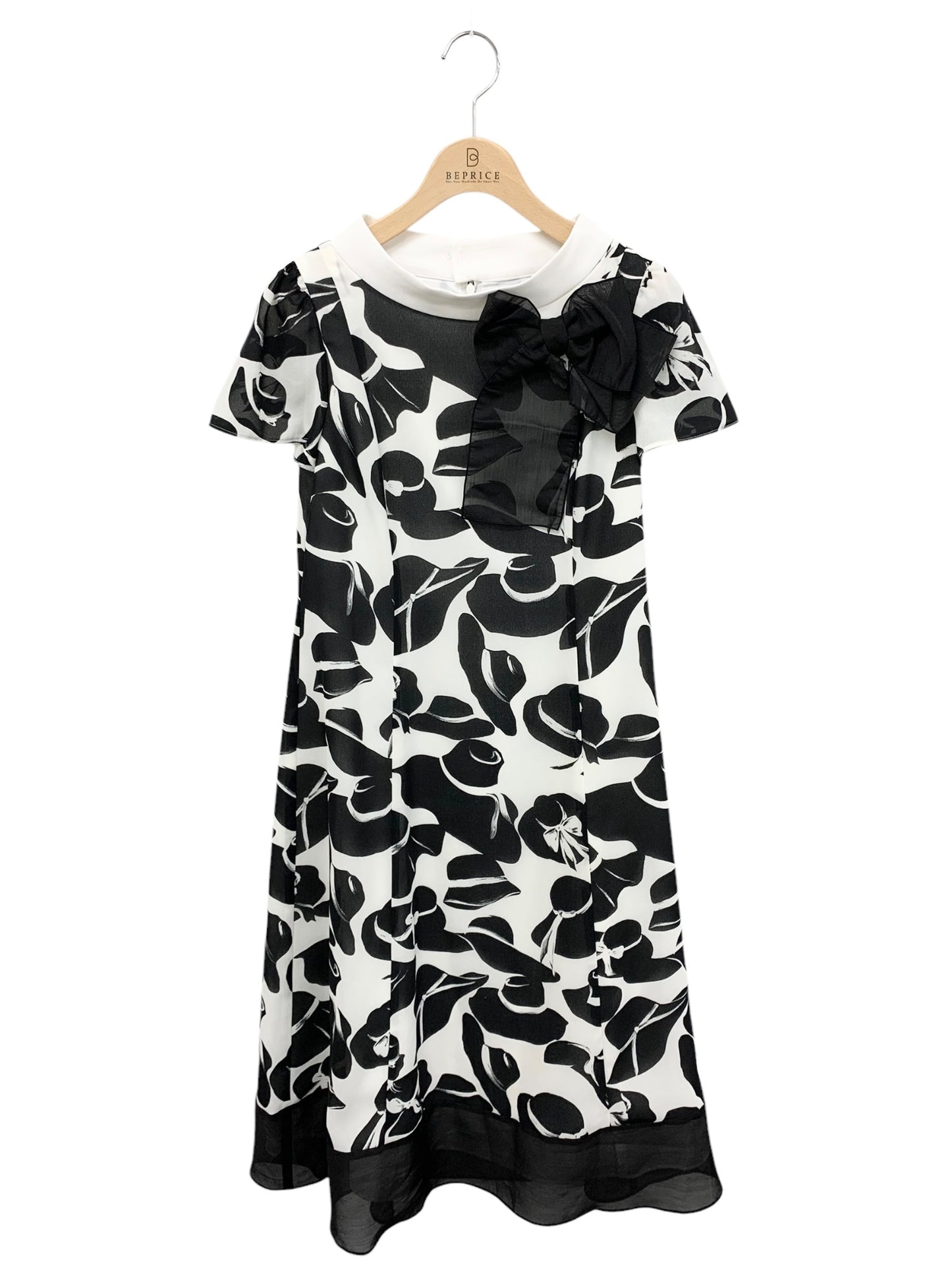 エムズグレイシー 帽子柄シフォン 411321 ワンピース 38 ホワイト ハットモチーフ ITL59AEL66TW