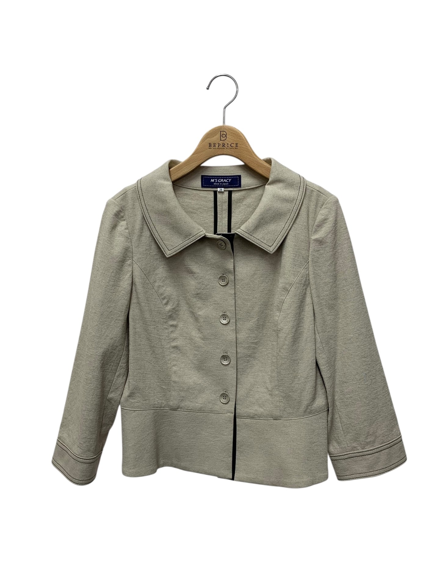 エムズグレイシー 914313 917332 セットアップ 38 ベージュ ジャケット スカート リネン混 ITG42PZMC5LC