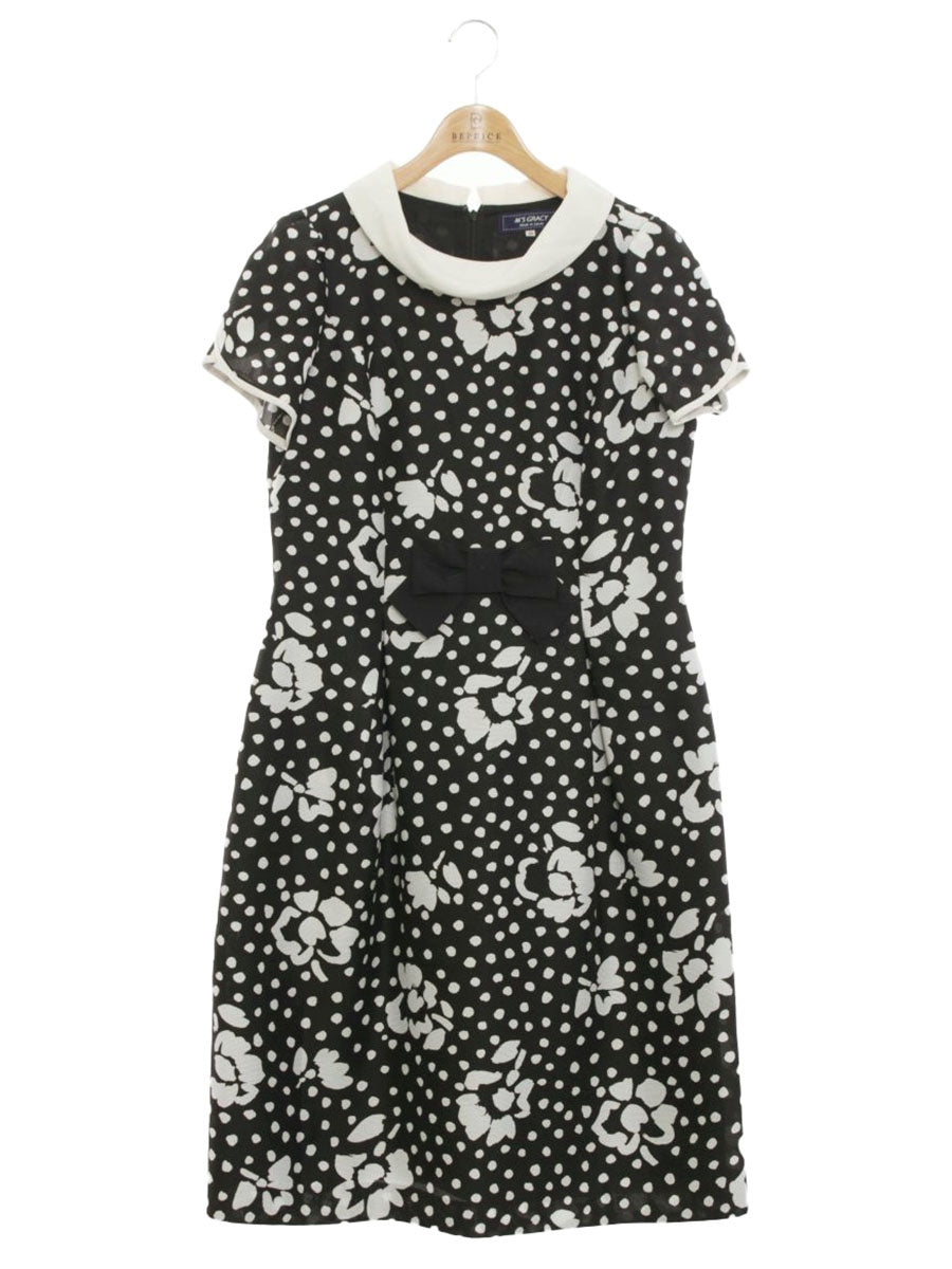 エムズグレイシー 231313 ワンピース 44 ブラック フラワー刺繍 ITWRAF00POS2