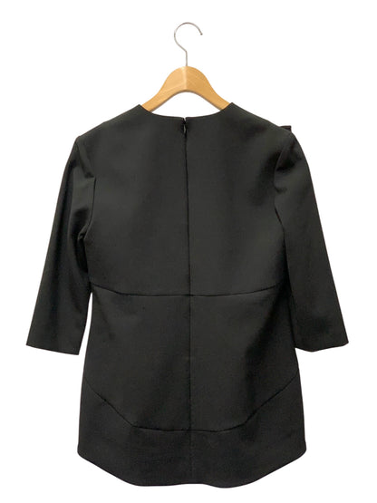 ヨーコチャン Long sleeve ruffle trim pearl blouse YCB-124-409 40 ブラック 24年モデル IT513I8JE5R4 【SALE】