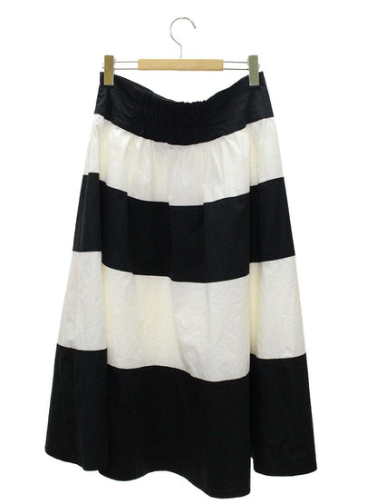 エムズグレイシー バイカラーボリュームギャザー 417121 スカート 40 ブラック/ホワイト ボーダー ITK3ANX13U9W