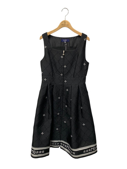 エムズグレイシー 111108 ワンピース 38 ブラック フラワーモチーフ カメリアジップ IT7XH3GXJ3ZF