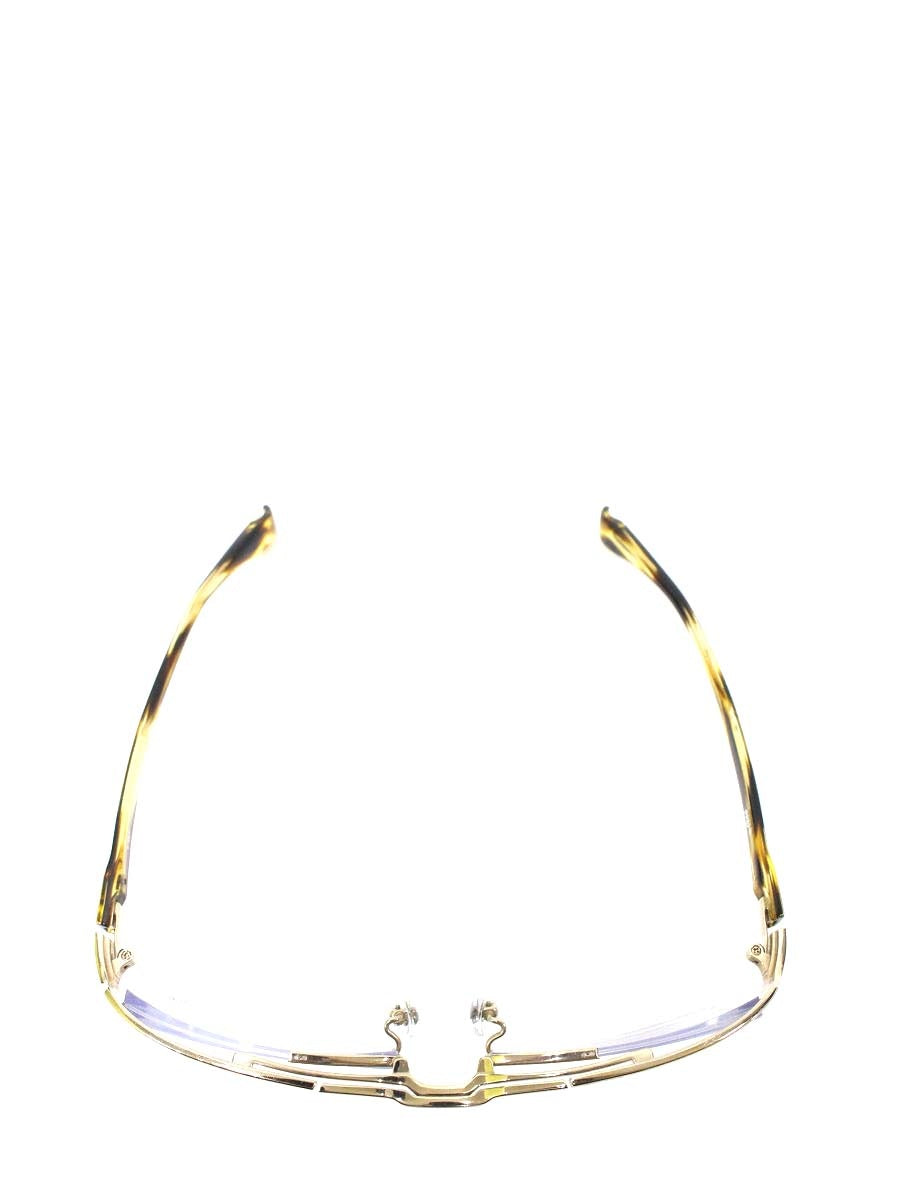 フォーナインズ S-330T メガネ ホワイトゴールド×イエローササ コンビフレーム ハーフリム スクエア IT73HFMQMH7W