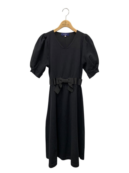 エムズグレイシー 218313 ワンピース 42 ブラック ウエストリボン パフスリーブ ITI1F9KK02XM