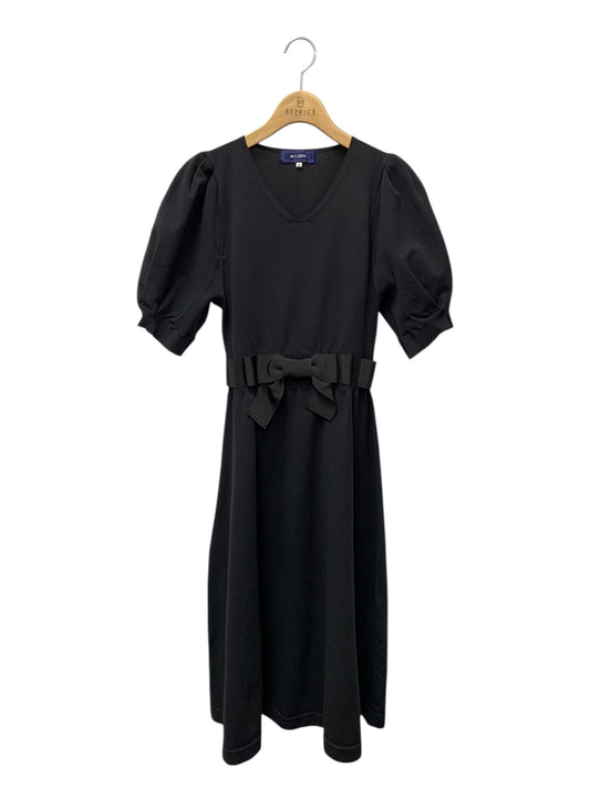 エムズグレイシー 218313 ワンピース 42 ブラック ウエストリボン パフスリーブ ITI1F9KK02XM
