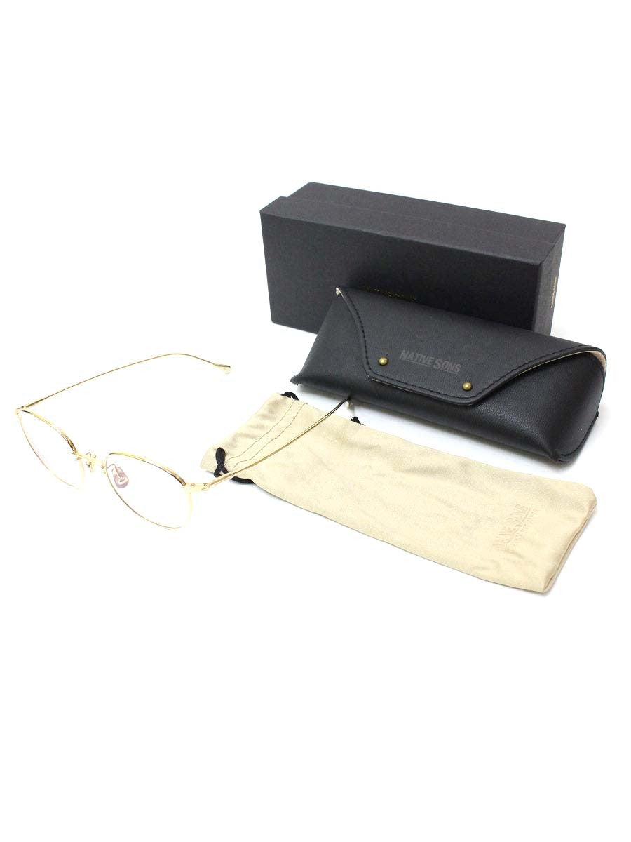 ネイティブサンズ Roy 47 メガネ ゴールド チタンフレーム ストロベリーシェイプ ITNVCR8EI76K