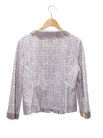 エムズグレイシー 724513 ジャケット 40 ベージュ リボン 千鳥格子 ITSNU3SMODAP