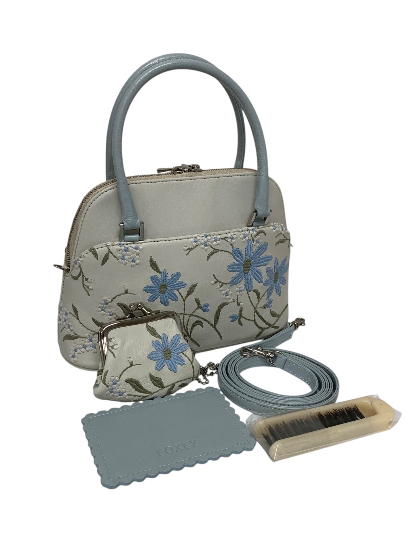 フォクシー マカロンバッグ ハンドバッグ ホワイト フラワー 刺繍 ITPH29SJG1XV