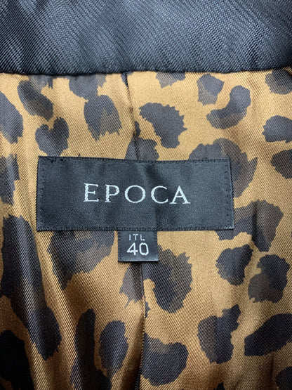 エポカ M5A03-526-09 ステンカラーコート 40 ブラック ヒョウ柄 IT8BBRNWYYL1