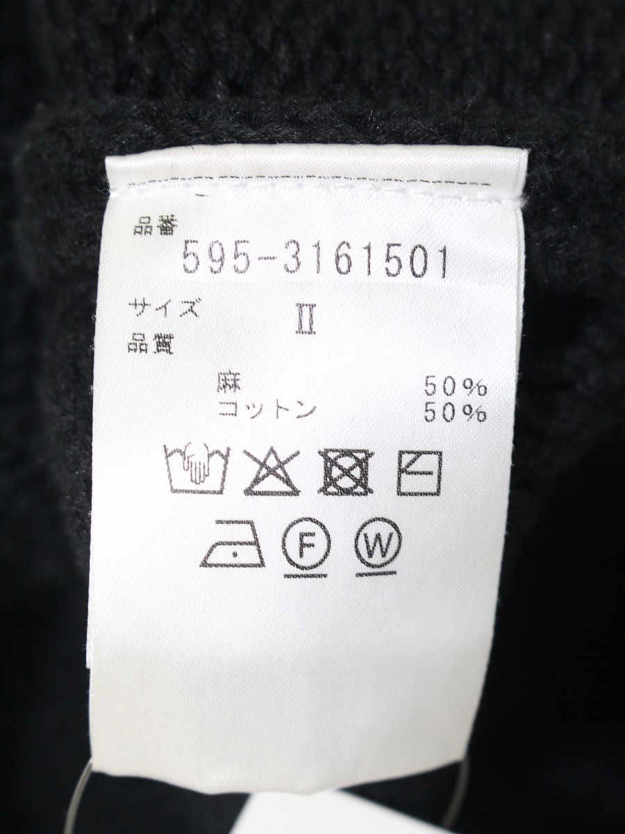 マーガレットハウエル MHL. COARSE COTTON LINEN 595-3161501 ニット ベスト 2 ブラック IT06OQEATAFQ