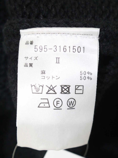 マーガレットハウエル MHL. COARSE COTTON LINEN 595-3161501 ニット ベスト 2 ブラック IT06OQEATAFQ