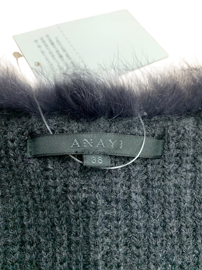 アナイ 16528-55-94-380 ジレ ベスト 38 チャコール ニット ラビットファー IT27S4D8L1XZ