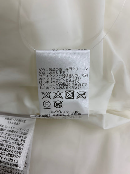 エムズグレイシー フェイクファー付きロングダウンコート 319605 38 ホワイト カメリアジップ パールアップリケ ITMZB0H5RJ54