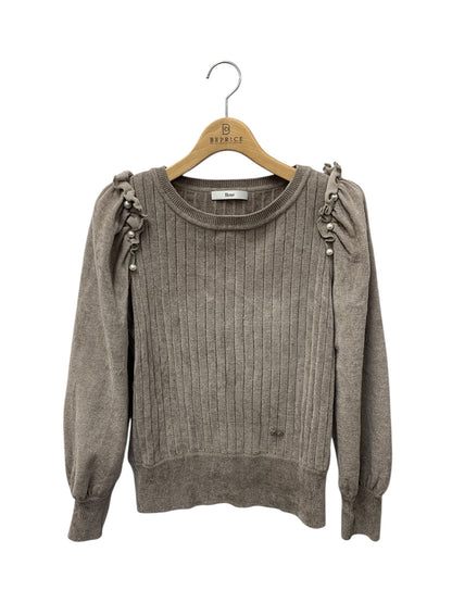 ルネ 6132487 ニット セーター 36 グレージュ パール ビジュー フリル ITBGIIIH35BC