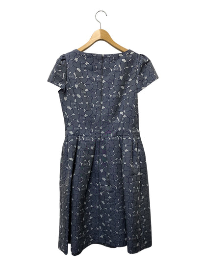 エムズグレイシー 111104 ワンピース 38 ブルー ハートモチーフ ロゴ リボン フレア IT2770LPJMT8