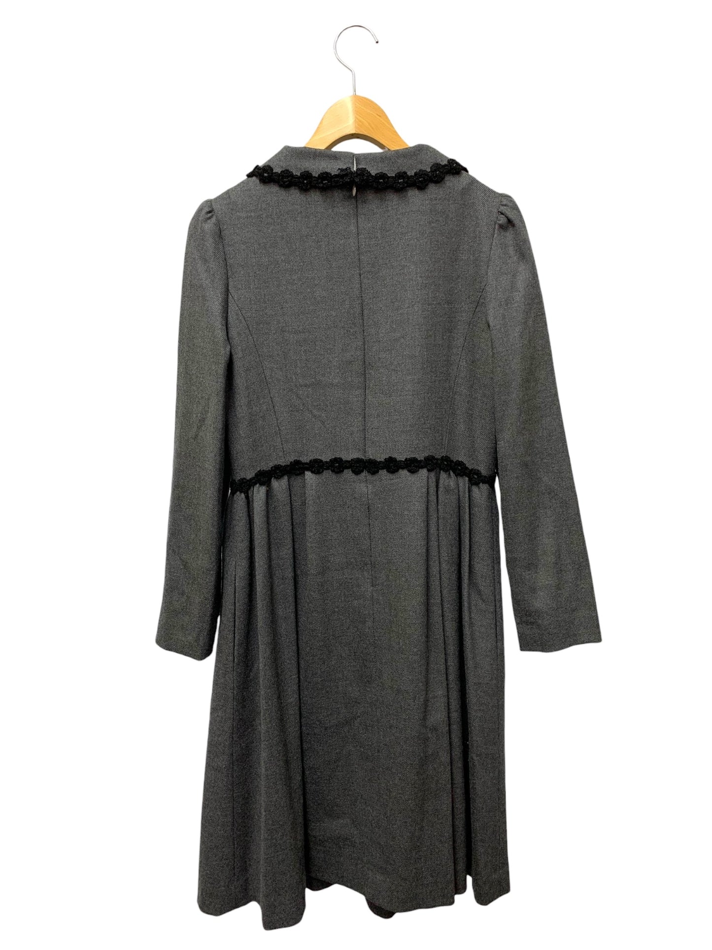 エムズグレイシー 621715 ワンピース 40 チャコール 刺繍 ウール混 衿付き IT2DMGR4KF8W