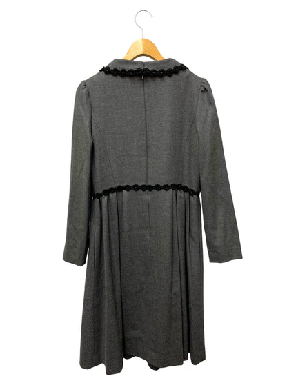 エムズグレイシー 621715 ワンピース 40 チャコール 刺繍 ウール混 衿付き IT2DMGR4KF8W