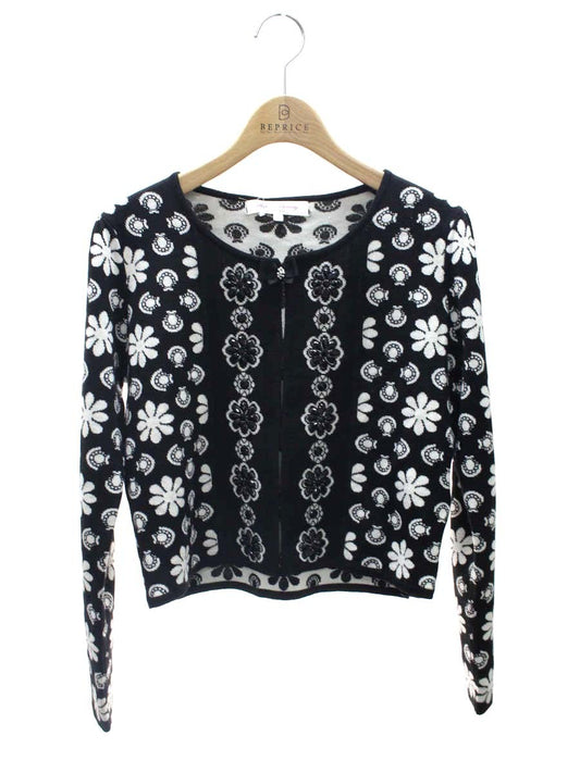 スーパービューティー カーディガン 40 ブラック フラワーモチーフ ビジュー IT9EIAYU13ZS