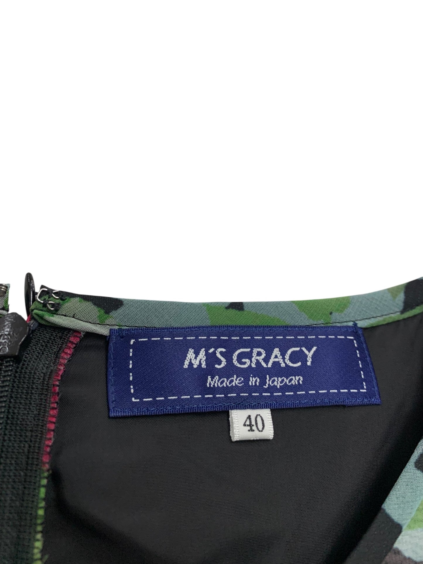 エムズグレイシー 011110 ワンピース 40 グリーン オーガンジー フラワープリント ITV2Z9WQAGE8